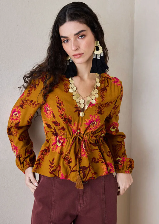 Blusa Estampara Flores Manga Larga Umbrale