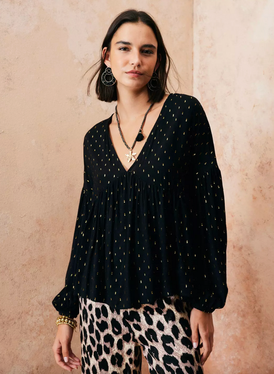 Blusa manga larga con lineas doradas Umbrale