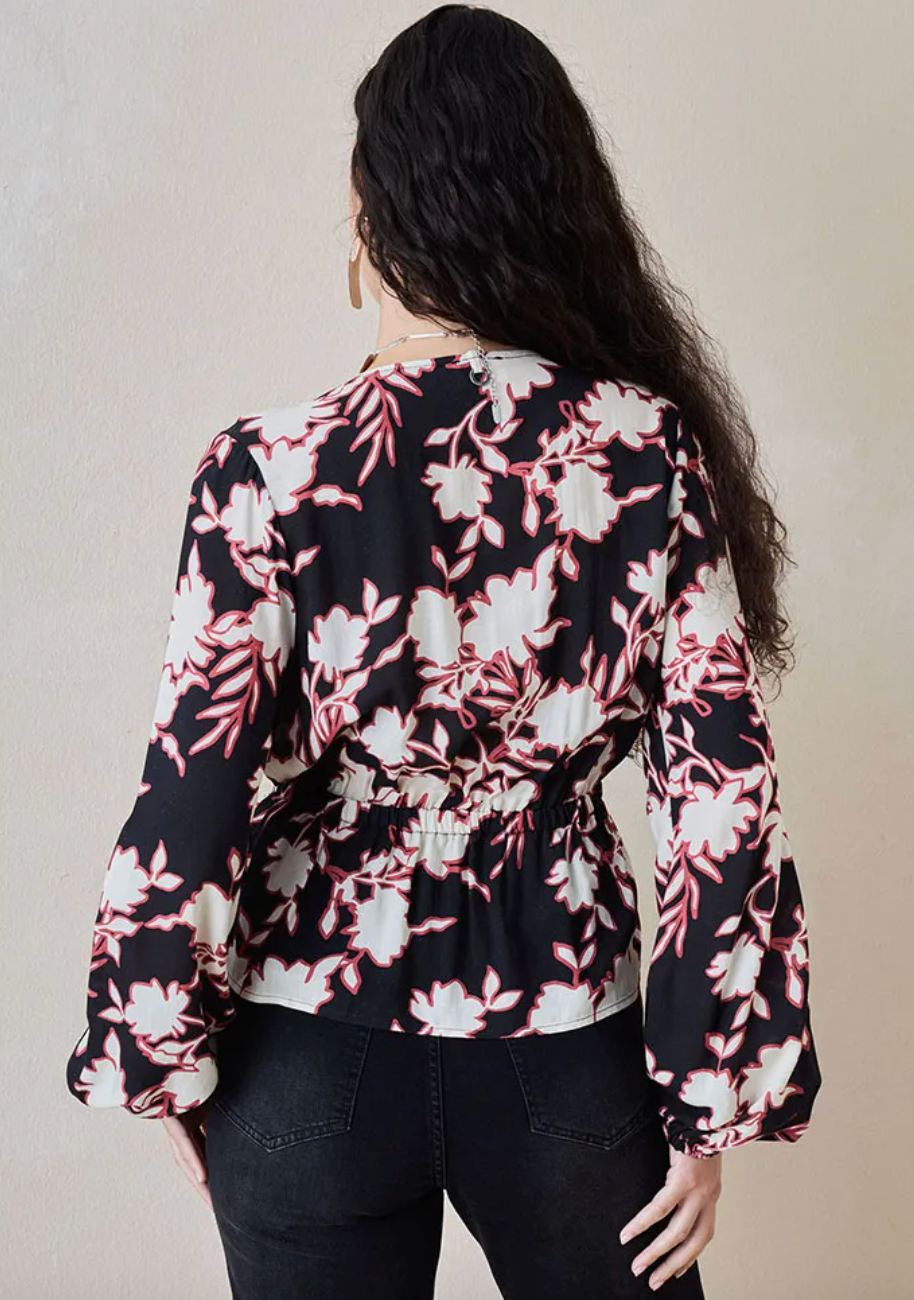 Blusa estampara flores manga larga Umbrale