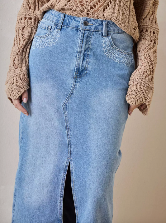 Falda Denim Larga Umbrale