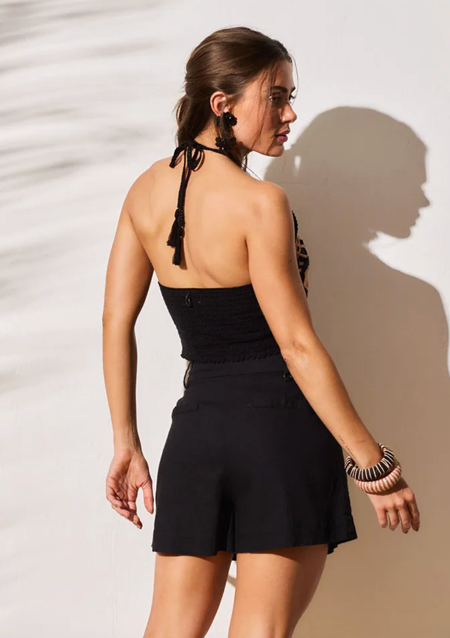 Polera Crop Tejido Crochet Umbrale