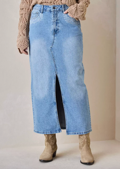 Falda Denim Larga Umbrale