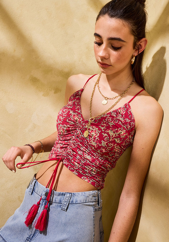 Polera Crop con Frunce Umbrale